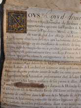 Load image into Gallery viewer, Patent of Nobility for the van Ysdoren or Ysendoren de Bloys Family, Signed by the King's Herald-At-Arms, Delaunay. Illuminated Manuscript on Parchment, September 20 1686