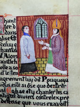 Load image into Gallery viewer, Récit de l'histoire et des Miracles de la Vie de Saint Nizier. The Story of the History and Miracles of the Life of Saint Nizier. Modern Illuminated Manuscript, 19th Century