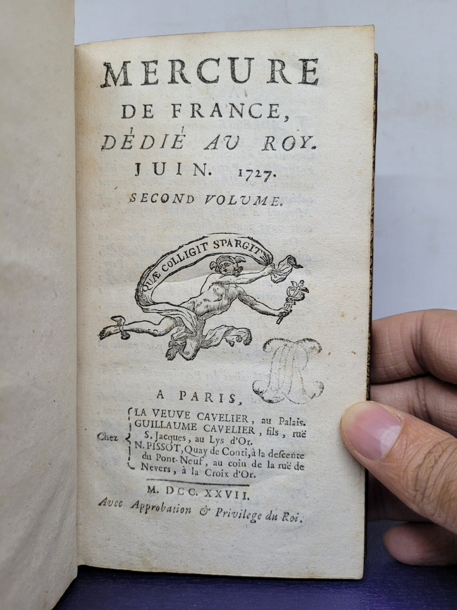 Mercure de France, dédié au Roy. Juin 1727, 1727. Tome II. Arms of