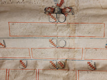 Load image into Gallery viewer, Genealogical Family Tree for the Ancient, Noble, and Knightly Family of Hamme. Manuscript on Parchment, Circa 1755, with additions until the 1870s