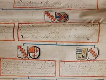 Load image into Gallery viewer, Genealogical Family Tree for the Ancient, Noble, and Knightly Family of Hamme. Manuscript on Parchment, Circa 1755, with additions until the 1870s