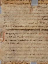 Load image into Gallery viewer, Two Connecting Bifolio Fragments from a Missal. Germany, Circa 1050-1100. Latin Manuscript on Parchment. Spine Linings Recovered from a Binding