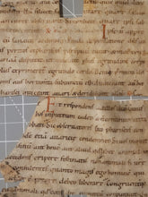 Load image into Gallery viewer, Two Connecting Bifolio Fragments from a Missal. Germany, Circa 1050-1100. Latin Manuscript on Parchment. Spine Linings Recovered from a Binding
