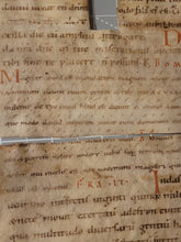 Load image into Gallery viewer, Two Connecting Bifolio Fragments from a Missal. Germany, Circa 1050-1100. Latin Manuscript on Parchment. Spine Linings Recovered from a Binding