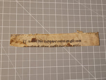 Load image into Gallery viewer, Leaf Fragment from a Medieval Text, 12th Century. Latin Manuscript on Parchment. 1.5 Lines of Carolingian-Gothic (Proto-Gothic) Script. Recovered from a Binding