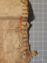 Load image into Gallery viewer, Two Leaf Fragments from the Martyrologium Hieronymianum, Early 13th Century. Manuscript on Parchment. Fragment Recovered from a Binding. 28-Line Format