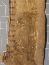 Load image into Gallery viewer, Two Leaf Fragments from the Martyrologium Hieronymianum, Early 13th Century. Manuscript on Parchment. Fragment Recovered from a Binding. 28-Line Format