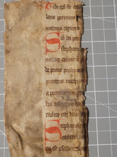 Load image into Gallery viewer, Two Leaf Fragments from the Martyrologium Hieronymianum, Early 13th Century. Manuscript on Parchment. Fragment Recovered from a Binding. 28-Line Format
