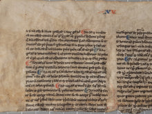 Load image into Gallery viewer, Leaf Fragment from a Medieval Manuscript, Late 13th Century. Latin Manuscript on Parchment. 18 Lines of Gothic Textura Book Hand