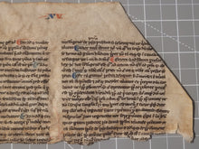 Load image into Gallery viewer, Leaf Fragment from a Medieval Manuscript, Late 13th Century. Latin Manuscript on Parchment. 18 Lines of Gothic Textura Book Hand