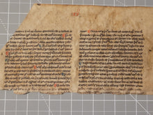 Load image into Gallery viewer, Leaf Fragment from a Medieval Manuscript, Late 13th Century. Latin Manuscript on Parchment. 18 Lines of Gothic Textura Book Hand