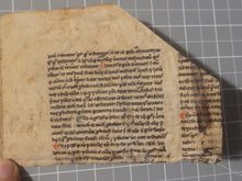 Load image into Gallery viewer, Leaf Fragment from a Medieval Manuscript, Late 13th Century. Latin Manuscript on Parchment. 18 Lines of Gothic Textura Book Hand