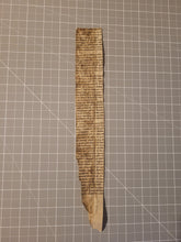 Load image into Gallery viewer, Leaf Fragment from a Medieval Manuscript, Late 13th Century. Latin Manuscript on Parchment. Recovered from a Binding. 60 Lines of Gothic Textura Book Hand
