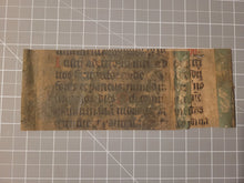 Load image into Gallery viewer, Bifolio Leaf Fragment from a Missal, 15th Century. Latin Manuscript on Vellum. Recovered from a Bookbinding, Potentially Toxic Arsenical Paints. 6 Lines of Gothic Script