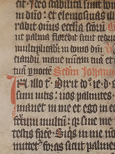 Load image into Gallery viewer, Bifolio Leaf Fragment from a Missal or Breviary, 14th Century. Latin Manuscript on Parchment. 17 Lines of Gothic Script