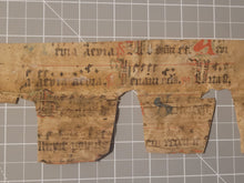 Load image into Gallery viewer, Leaf Fragment from a Missal, 14th Century. Germany. Latin Manuscript on Parchment. Hufnagel notation on a Single-Staff Line, with a Small Doodle. Spine Lining Recovered from a Binding
