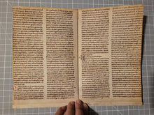 Load image into Gallery viewer, Sermones in Prophetas, Two Leaf Bifolio from an Unidentified Latin Sermon Text on Isaiah 26, 1-3, Late 12th Century. Manuscript on Parchment
