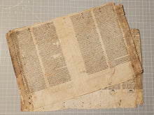 Load image into Gallery viewer, The Summa Fratris Alexandri, or Summa Theologica of Alexander of Hales, Circa 1250-1275. Two Large, Latin Manuscript Bifolios on Parchment from France. Recovered from a Binding