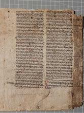 Load image into Gallery viewer, The Summa Fratris Alexandri, or Summa Theologica of Alexander of Hales, Circa 1250-1275. Two Large, Latin Manuscript Bifolios on Parchment from France. Recovered from a Binding