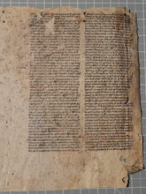Load image into Gallery viewer, The Summa Fratris Alexandri, or Summa Theologica of Alexander of Hales, Circa 1250-1275. Two Large, Latin Manuscript Bifolios on Parchment from France. Recovered from a Binding