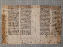 Load image into Gallery viewer, The Summa Fratris Alexandri, or Summa Theologica of Alexander of Hales, Circa 1250-1275. Two Large, Latin Manuscript Bifolios on Parchment from France. Recovered from a Binding