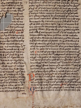 Load image into Gallery viewer, The Summa Fratris Alexandri, or Summa Theologica of Alexander of Hales, Circa 1250-1275. Two Large, Latin Manuscript Bifolios on Parchment from France. Recovered from a Binding