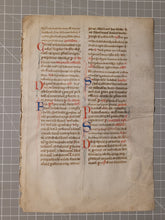 Load image into Gallery viewer, Leaf from a Large Latin Missal, Italy, Circa 1350. Manuscript on Parchment. 18 2 to 3-Line Initials