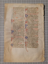 Load image into Gallery viewer, Leaf from a Large Latin Missal, Italy, Circa 1350. Manuscript on Parchment. 18 2 to 3-Line Initials