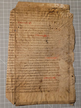 Load image into Gallery viewer, Two Leaves from the Martyrologium Hieronymianum, France, Late 13th Century. With Early Usage of Arabic Numerals. Latin Manuscript on Parchment