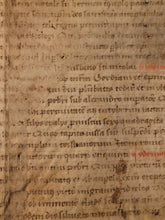 Load image into Gallery viewer, Two Leaves from the Martyrologium Hieronymianum, France, Late 13th Century. With Early Usage of Arabic Numerals. Latin Manuscript on Parchment
