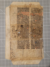 Load image into Gallery viewer, Leaf from Gratian’s Decretum Gratiani, France, Circa 1275-1325. Recovered from a Binding. Manuscript on Parchment. 30 Lines of Gothic Script, and Ornate Initials