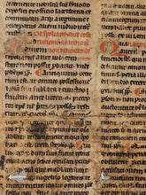Load image into Gallery viewer, Leaf from Gratian’s Decretum Gratiani, France, Circa 1275-1325. Recovered from a Binding. Manuscript on Parchment. 30 Lines of Gothic Script, and Ornate Initials