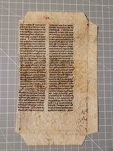 Load image into Gallery viewer, Leaf from Gratian’s Decretum Gratiani, France, Circa 1275-1325. Recovered from a Binding. Manuscript on Parchment. 30 Lines of Gothic Script, and Ornate Initials