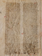 Load image into Gallery viewer, Two Leaves from Jacobus de Voragine’s Golden Legend, or Legenda Aurea, Early 14th Century. Italy. Latin Manuscript on Parchment. 41 Lines of Gothic Script