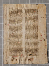 Load image into Gallery viewer, Two Leaves from Jacobus de Voragine’s Golden Legend, or Legenda Aurea, Early 14th Century. Italy. Latin Manuscript on Parchment. 41 Lines of Gothic Script