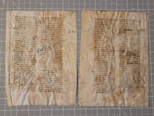 Load image into Gallery viewer, Two Leaves from Jacobus de Voragine’s Golden Legend, or Legenda Aurea, Early 14th Century. Italy. Latin Manuscript on Parchment. 41 Lines of Gothic Script