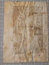 Load image into Gallery viewer, Two Leaves from Jacobus de Voragine’s Golden Legend, or Legenda Aurea, Early 14th Century. Italy. Latin Manuscript on Parchment. 41 Lines of Gothic Script