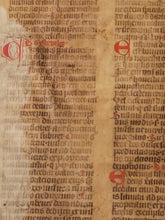 Load image into Gallery viewer, Two Leaves from Jacobus de Voragine’s Golden Legend, or Legenda Aurea, 14th Century. Germany. Latin Manuscript on Parchment. 44 Lines of Gothic Script