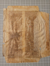 Load image into Gallery viewer, Two Leaves from Jacobus de Voragine’s Golden Legend, or Legenda Aurea, 14th Century. Germany. Latin Manuscript on Parchment. 44 Lines of Gothic Script