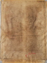 Load image into Gallery viewer, Two Leaves from Jacobus de Voragine’s Golden Legend, or Legenda Aurea, 14th Century. Germany. Latin Manuscript on Parchment. 44 Lines of Gothic Script