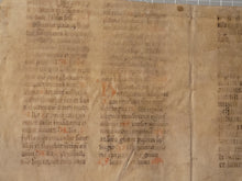 Load image into Gallery viewer, Two Leaf Bifolio Fragment from a Liturgical Manuscript, 14th(?) Century. Manuscript on Parchment. 22 Lines of Gothic Script