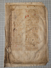 Load image into Gallery viewer, Two Leaf Bifolio from a Latin Missal, Germany, Early to Mid 15th Century. Manuscript on Parchment. 25 Lines of Gothic Script, 3 Large Initials. Recovered from a Binding