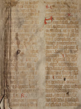 Load image into Gallery viewer, Two Leaf Bifolio from a Latin Missal, Germany, Early to Mid 15th Century. Manuscript on Parchment. 25 Lines of Gothic Script, 3 Large Initials. Recovered from a Binding