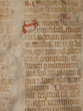 Load image into Gallery viewer, Two Leaf Bifolio from a Latin Missal, Germany, Early to Mid 15th Century. Manuscript on Parchment. 25 Lines of Gothic Script, 3 Large Initials. Recovered from a Binding