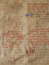 Load image into Gallery viewer, Two Leaf Bifolio from a Latin Missal, Germany, Early to Mid 15th Century. Manuscript on Parchment. 25 Lines of Gothic Script, 3 Large Initials. Recovered from a Binding