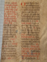 Load image into Gallery viewer, Two Leaf Bifolio from a Latin Missal, Germany, Early to Mid 15th Century. Manuscript on Parchment. 25 Lines of Gothic Script, 4 Large Initials. Recovered from a Binding