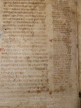 Load image into Gallery viewer, Leaf from a Latin Codex, Possibly the Sextus Liber Decretalium, or Decretales Gregorii IX, Italy, Circa 1300-1325. Glossed Manuscript on Parchment. Recovered from a Binding. 42 Lines of Gothic Script