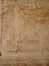 Load image into Gallery viewer, Leaf from a Latin Codex, Possibly the Sextus Liber Decretalium, or Decretales Gregorii IX, Italy, Circa 1300-1325. Glossed Manuscript on Parchment. Recovered from a Binding. 42 Lines of Gothic Script
