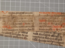 Load image into Gallery viewer, Two Leaf Bifolio Strip from A Medieval Manuscript, Germany, 14th Century. 8 Lines of Gothic Script