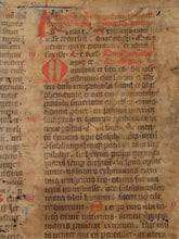 Load image into Gallery viewer, Leaf Fragment from a Latin Breviary or Missal, Germany, 14th Century. Recovered from a Binding. Manuscript on Parchment. 40 Lines of Gothic Script